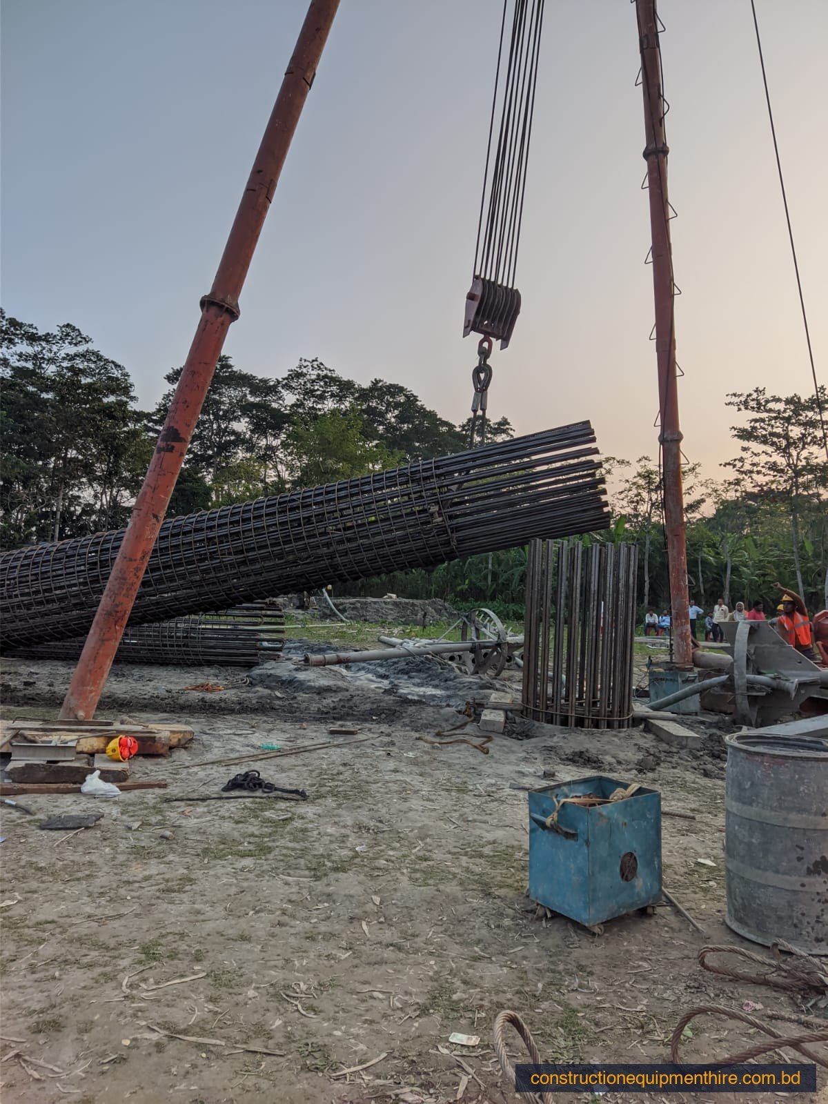 Rebar Cage Lifting — Piling Site