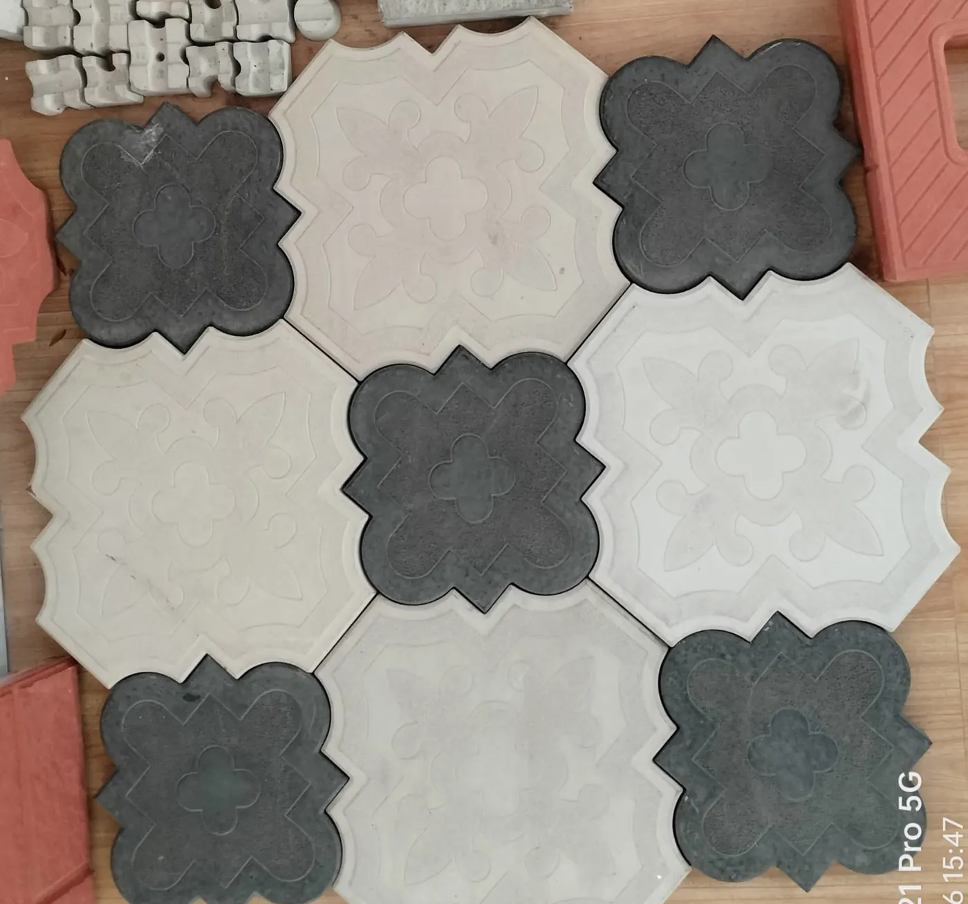 Meera and Heera tiles combined in a garden path layout
