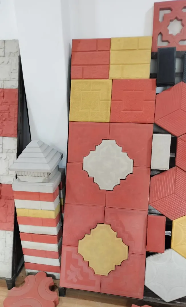 Pavement tile models displayed at the factory