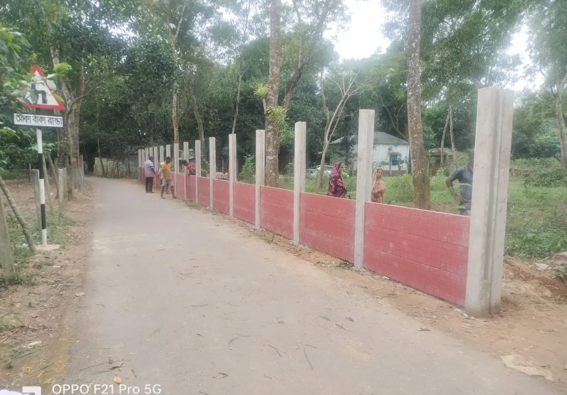 Completed roadside boundary wall