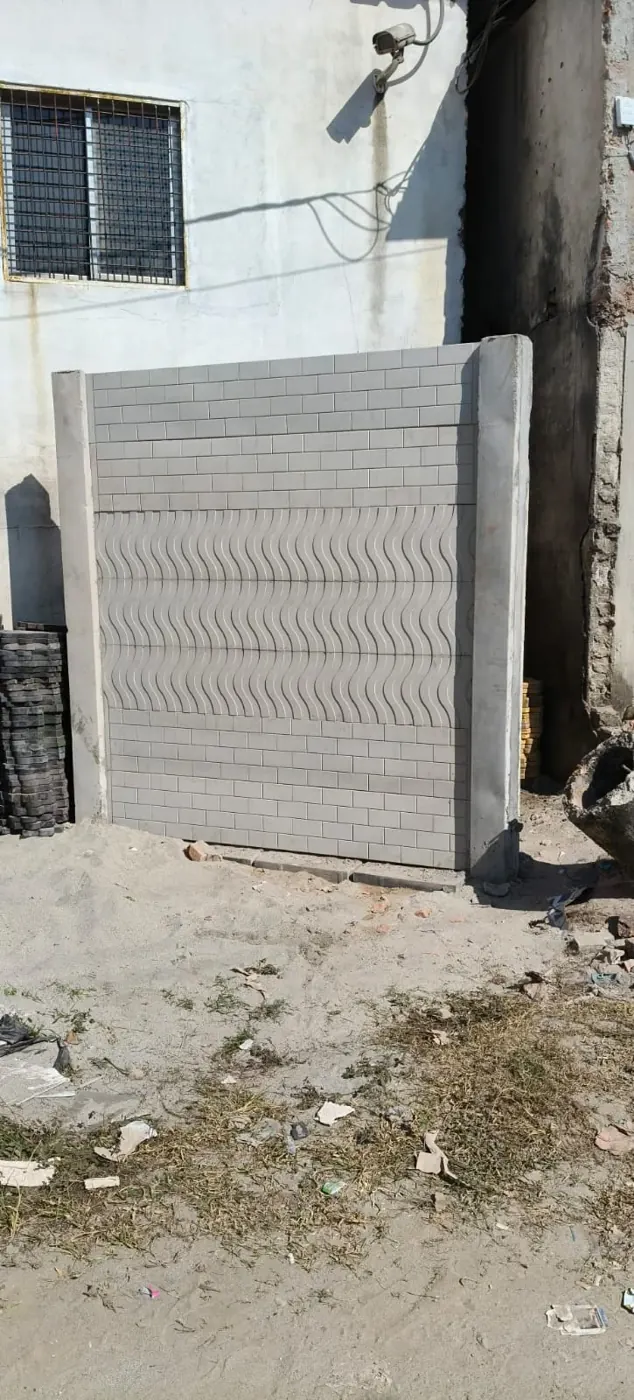 Grey wave-texture wall panel ready for installation