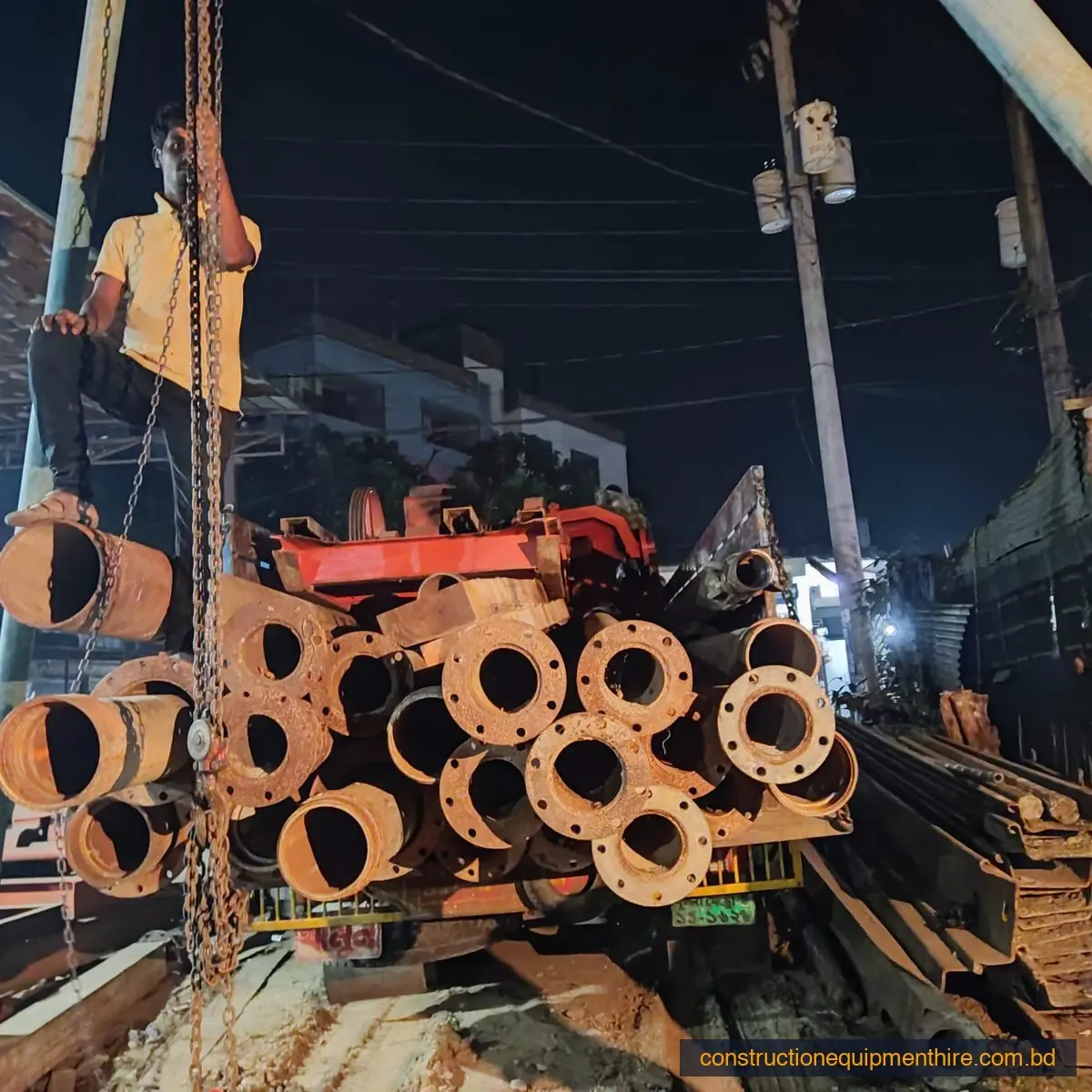 Night shift with tremie and drill pipes